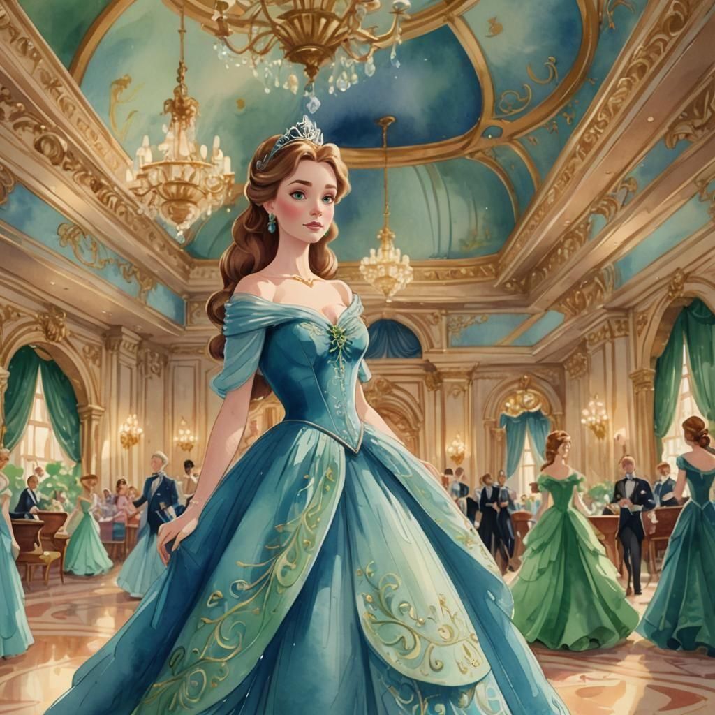 Disney-Style Princess in Blue Gown