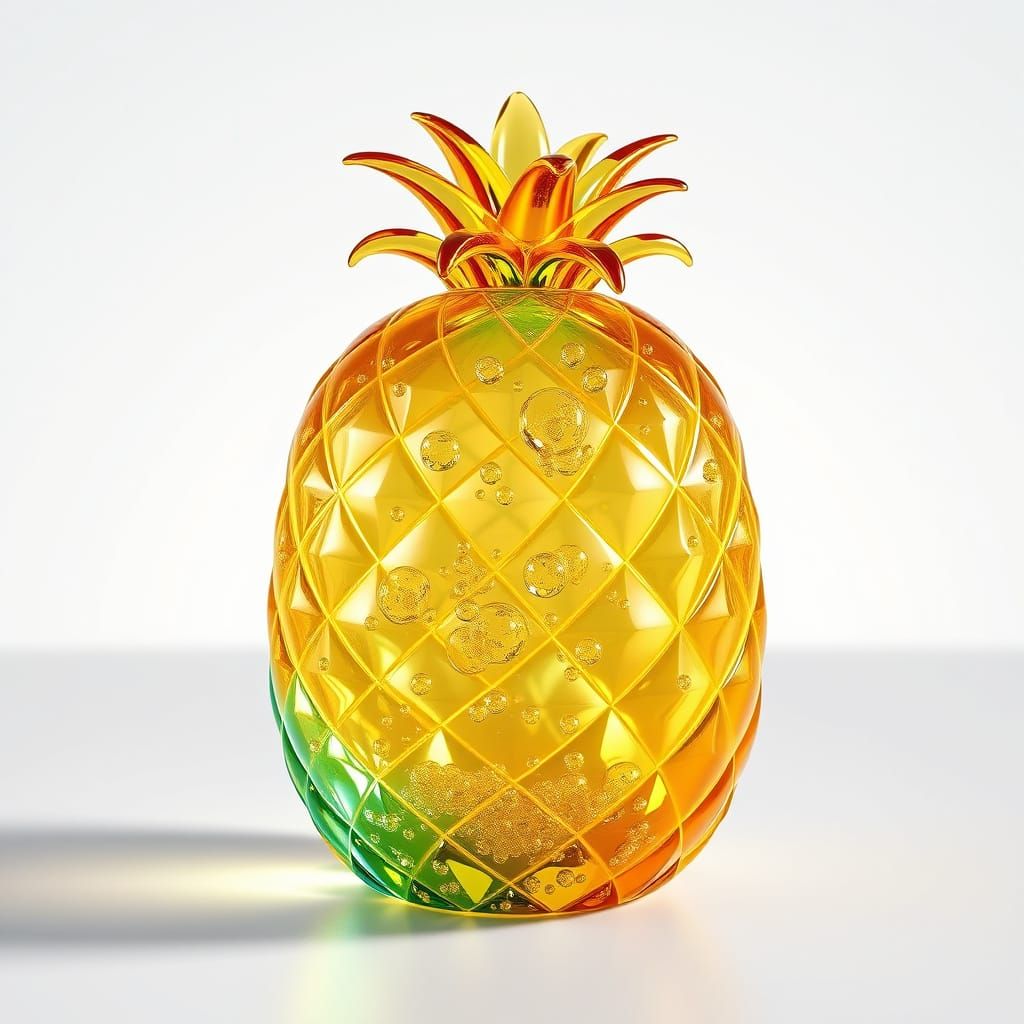 Glass Pineapple: Hyperrealistic Macro Photography 3D Render
