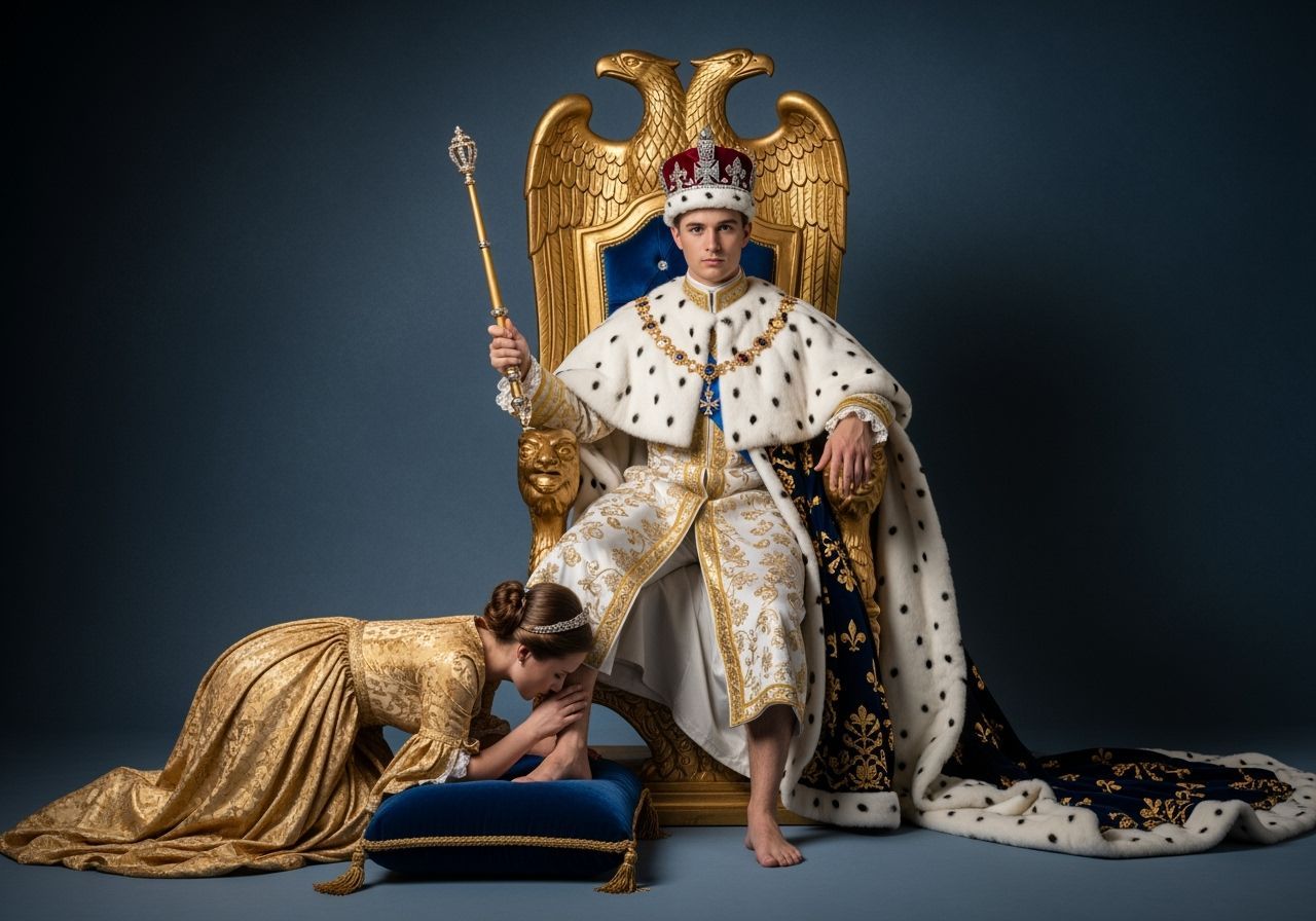 French Emperor on Eagle Throne in Neoclassical Style