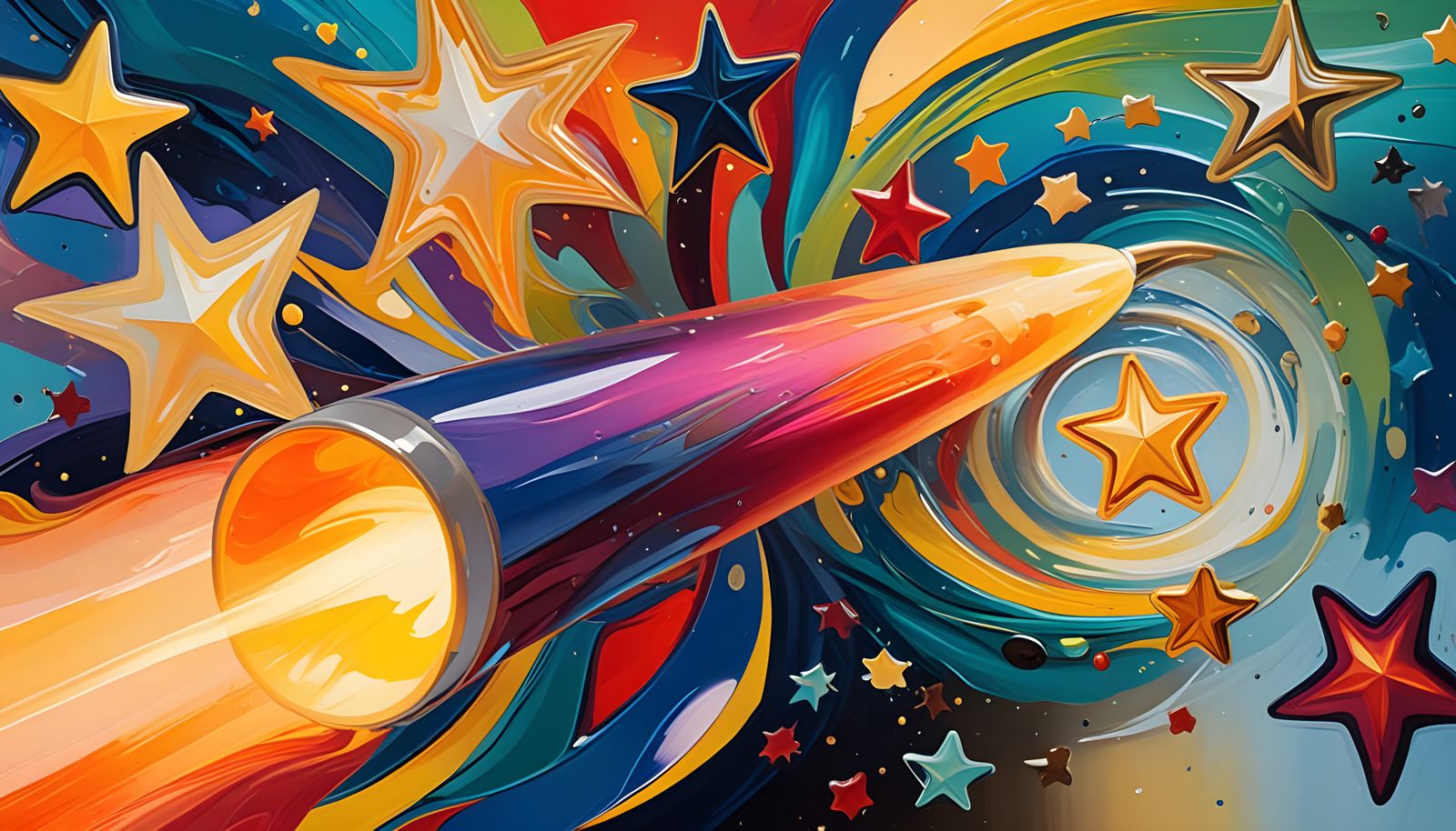 Avant-Garde Cosmic Odyssey in Iridescent Oil