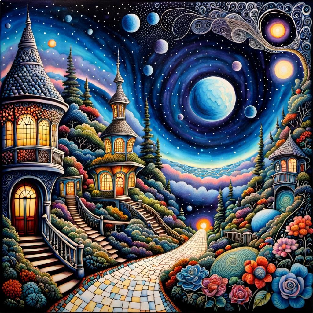 Surreal Zentangle Space in Liminal Style