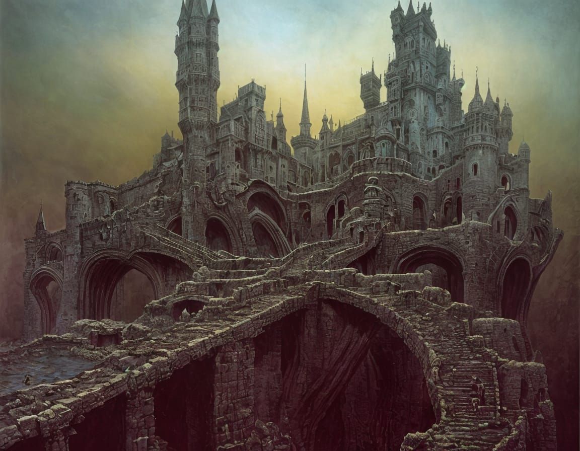 Medieval Castle in a Dreamlike Landscape