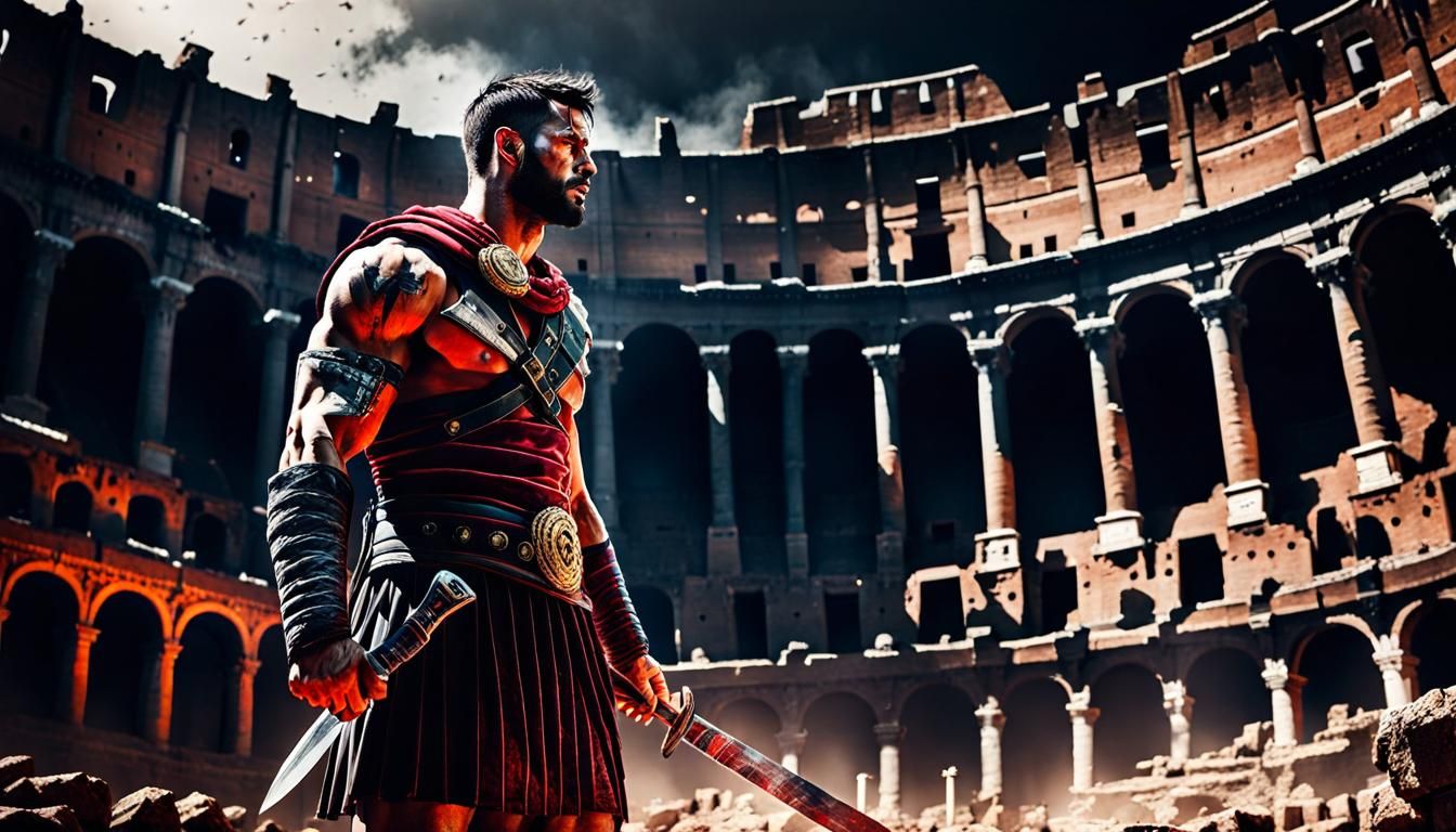 Victorious Gladiator in Colosseum Arena