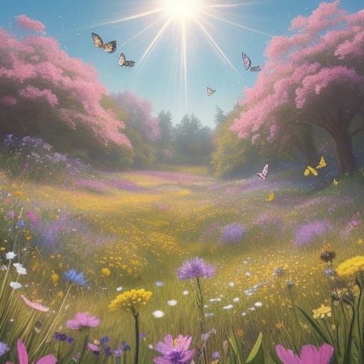 Vibrant Butterflies in a Sunny Meadow