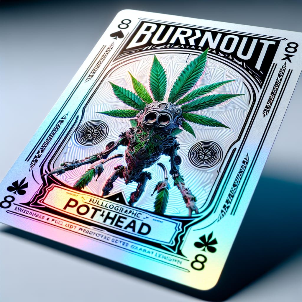 Holographic Cannabis Monster Trading Card in 3D