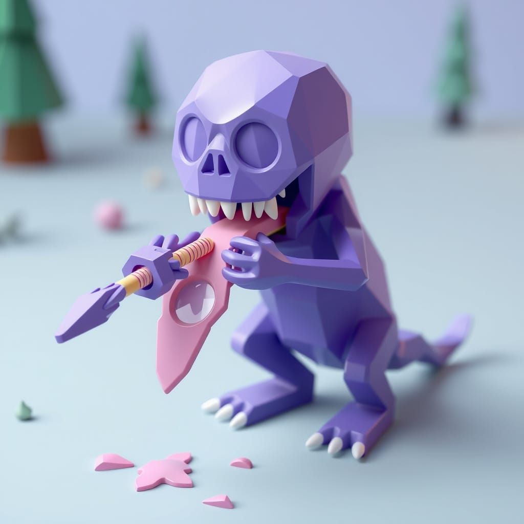 Low Poly Purple People Eater Illustration