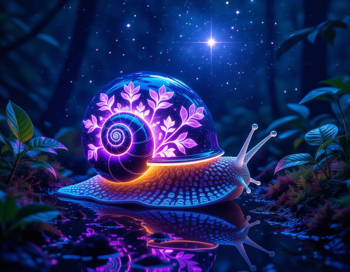 Bioluminescent Snail's Fractal Universe