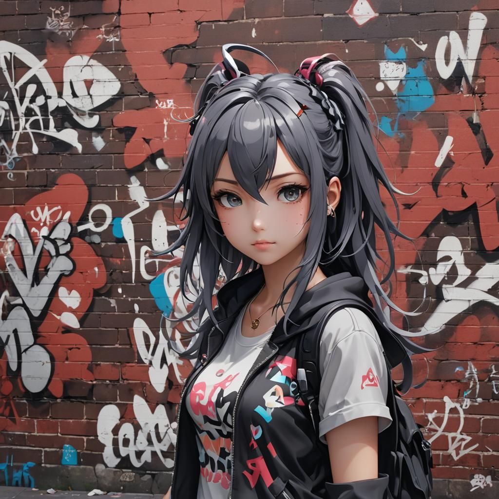 Detailed 3D Anime Graffiti Art in 8K