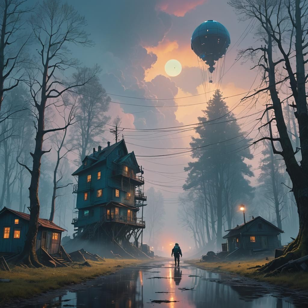 Mystical Fantasy Landscape with Iridescent Light