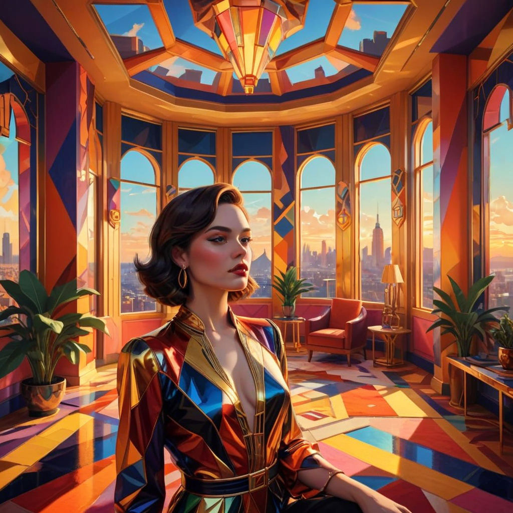 Maximalist Penthouse Interior with Geometric Art Deco Design