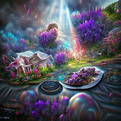 Lupine Flower Garden in Holographic Astral Illustration