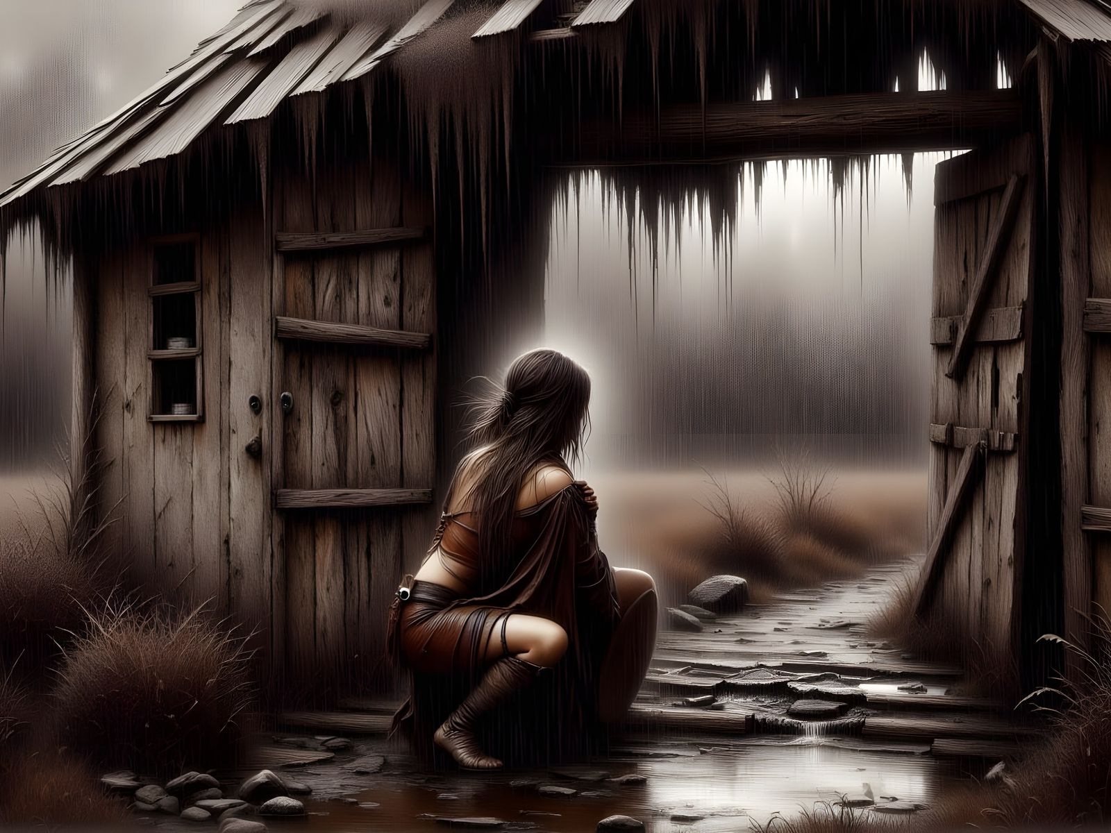 Norse Goddess Shelters from Summer Storm