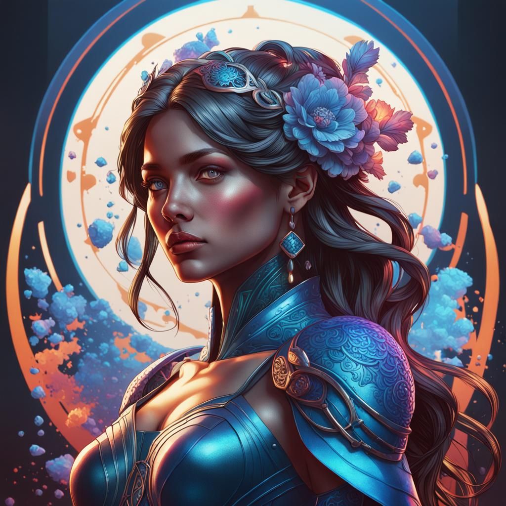 Sultry Hyperrealistic Portrait in Triadic Colors