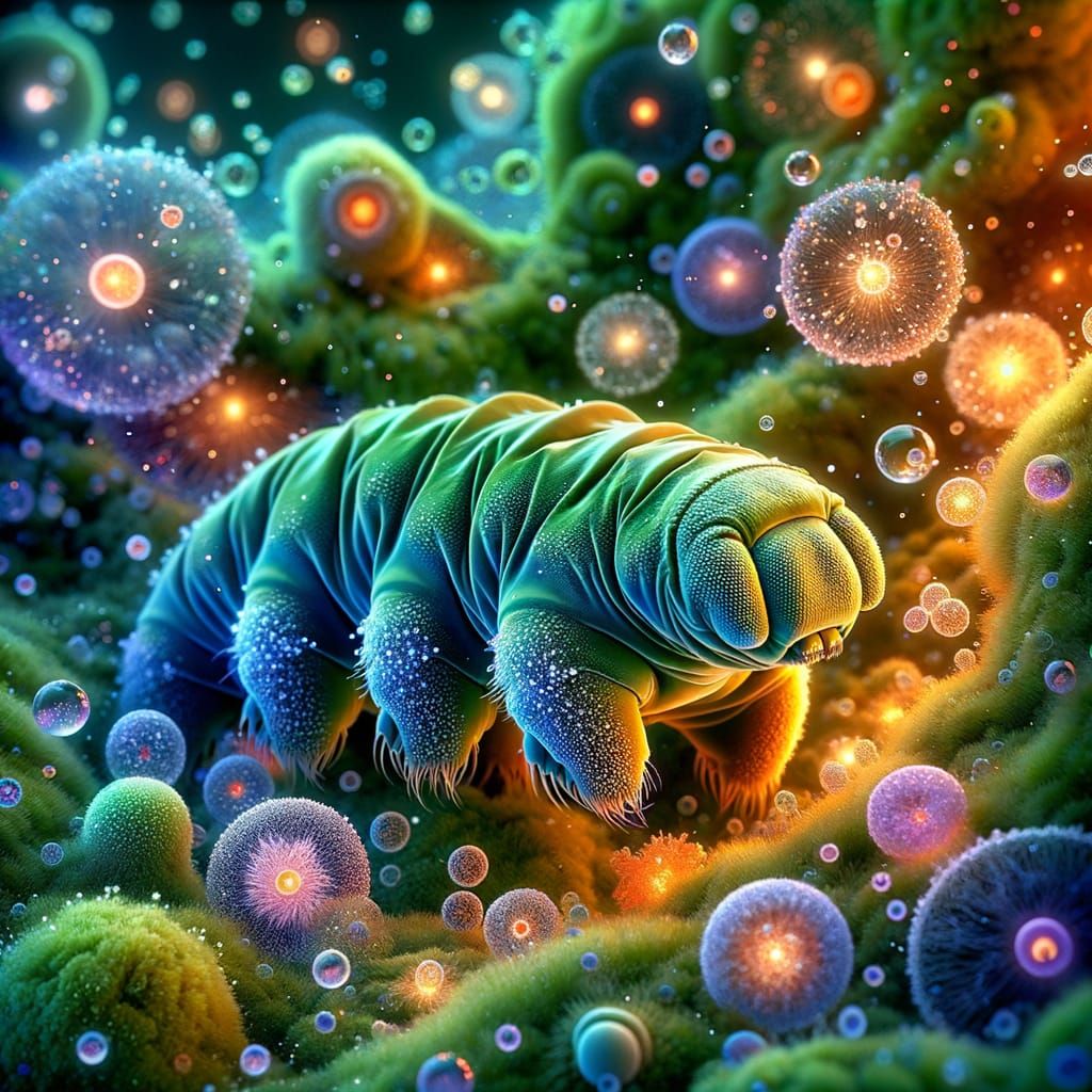 Tardigrade Explores Bioluminescent Microscopic World