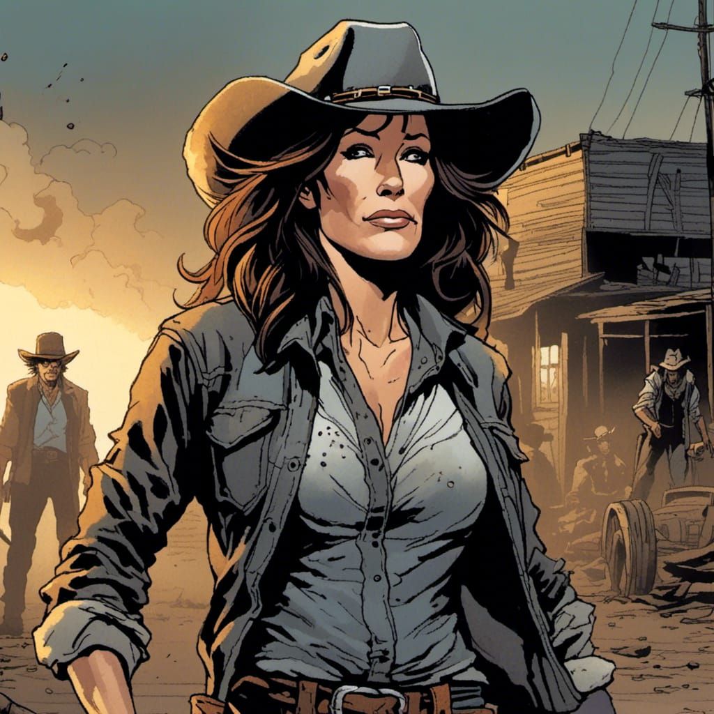 Katey Sagal as Comic Book Character on Dusty Street