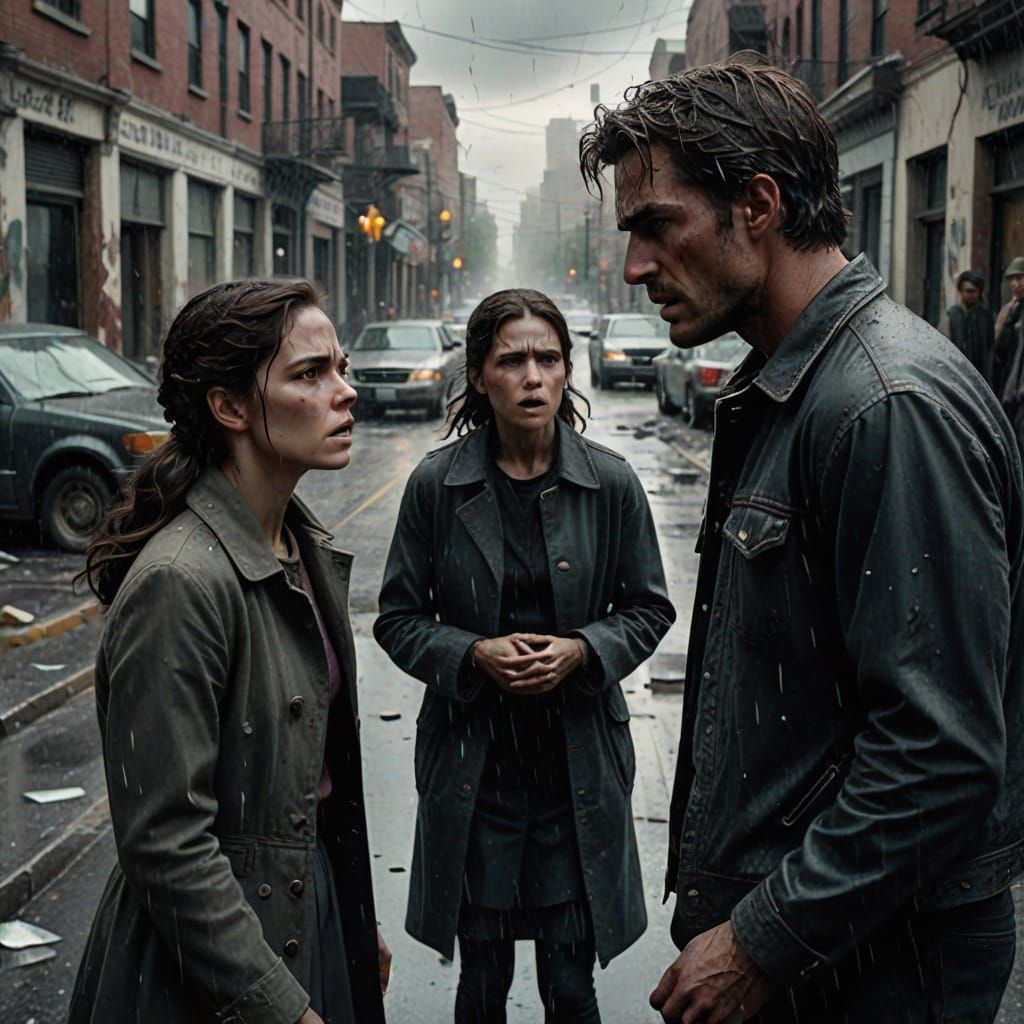 View from an elevated position  down to a young couple on a ...