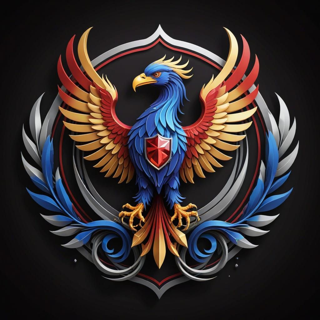 Abstract Phoenix Crest in Modern Vector Style