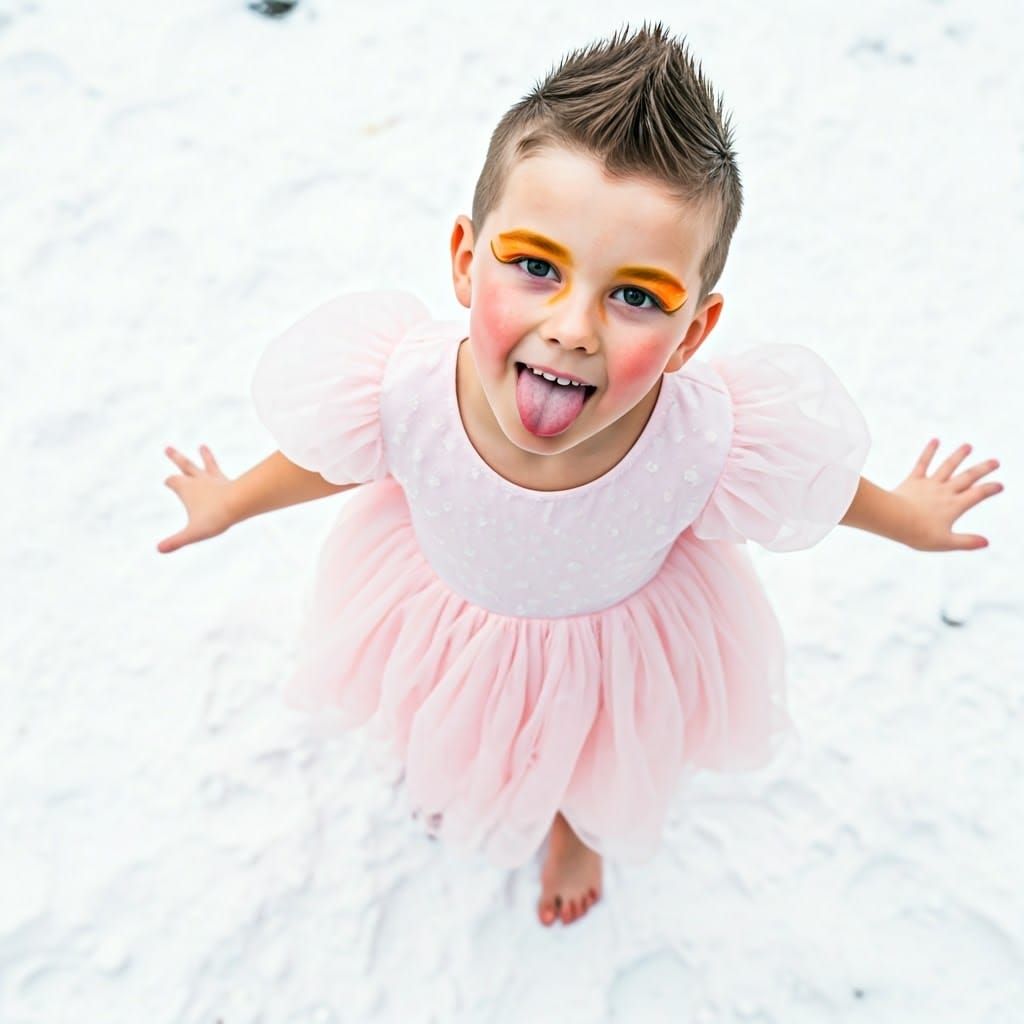 Boy in Pink Dress: A Photorealistic Portrait