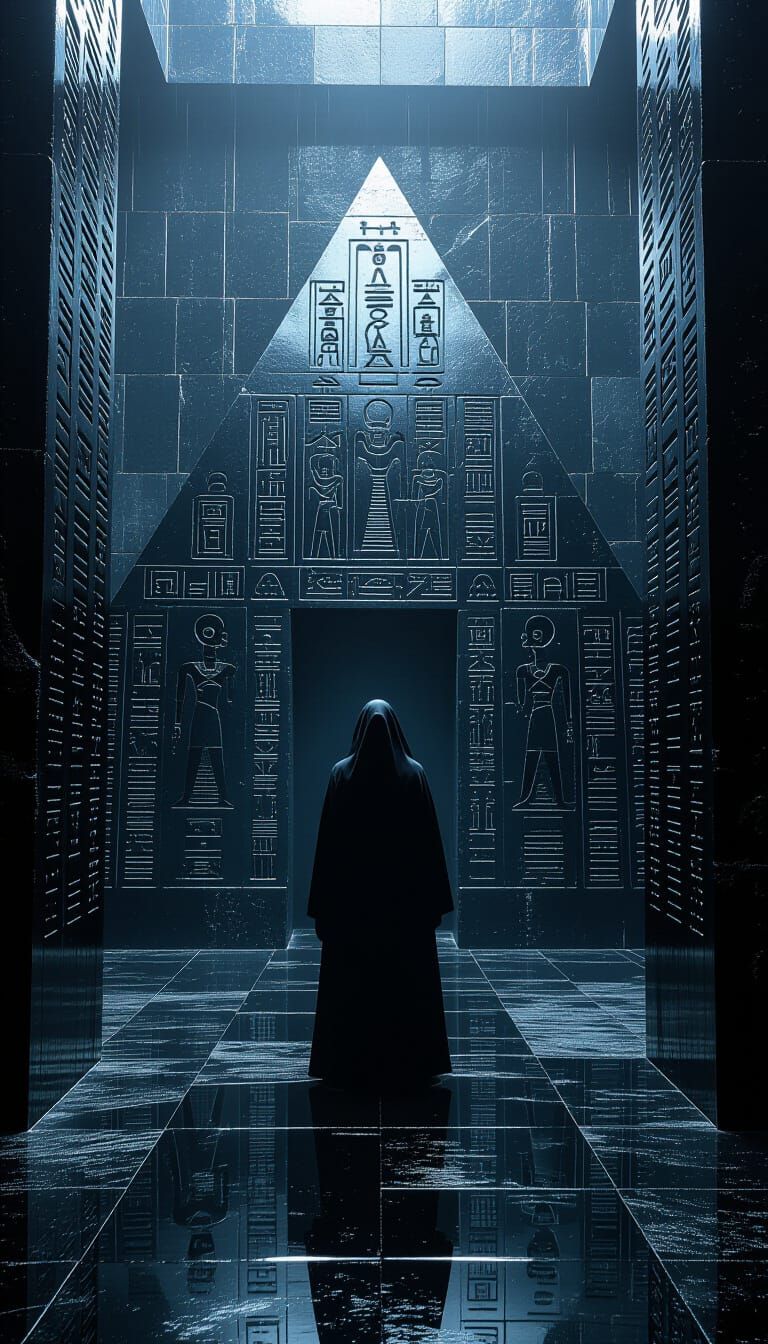 Ominous Figure in Dark Egyptian Pyramid