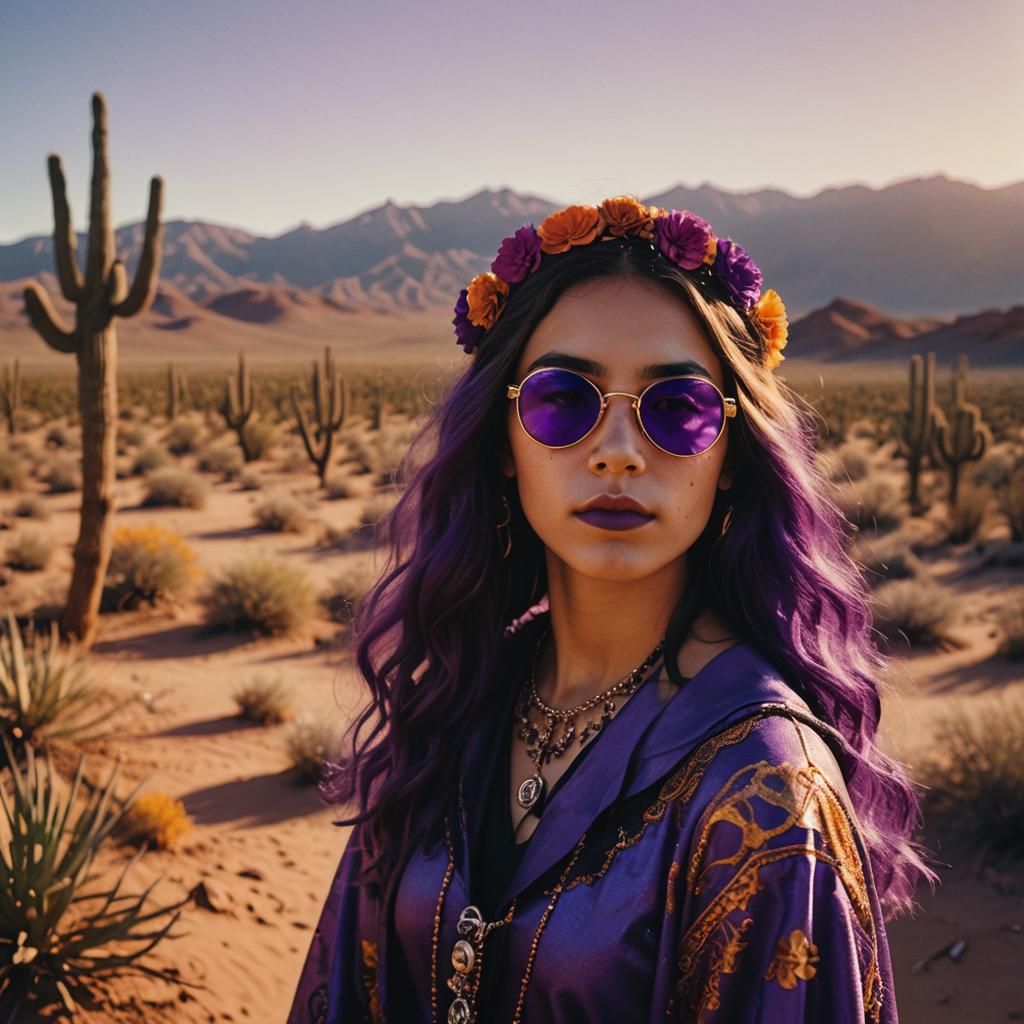 Catrina in Desert Landscape, Cinematic Portrait