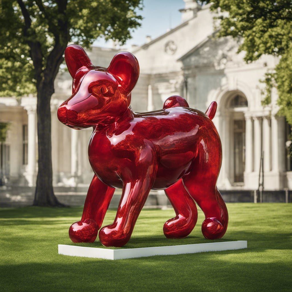 Red Balloon Animal Sculpture in Splash Art Style