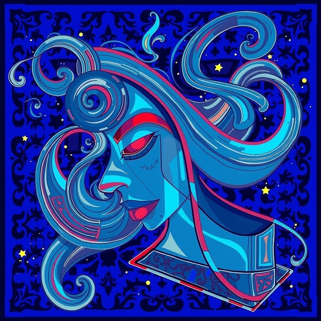 Abstract Monochromatic Black Portrait of a Woman in Malevich...