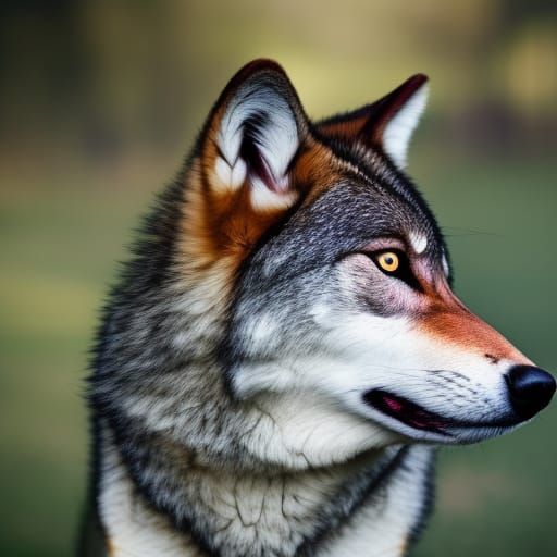 Burgundy Wolf Portrait in Natural Light