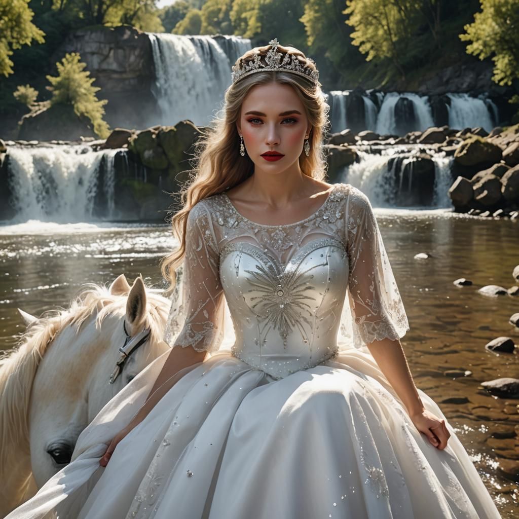 Diamond Crowned Woman on Horse, Fantasy Art