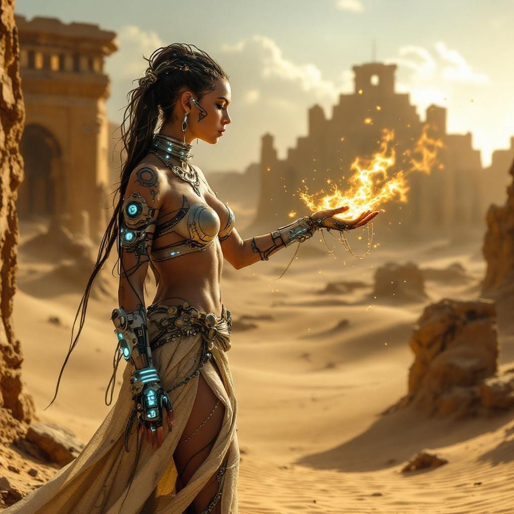 Futuristic Desert Witch Controls Sandstorm