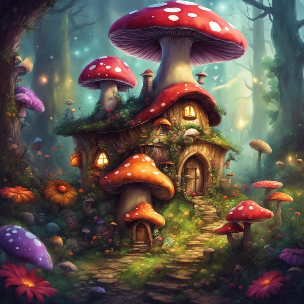 Enchanting Mushroom Village with Fairies