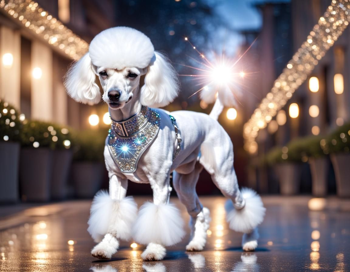 Elegant Poodle with Diamond Collar in 8K