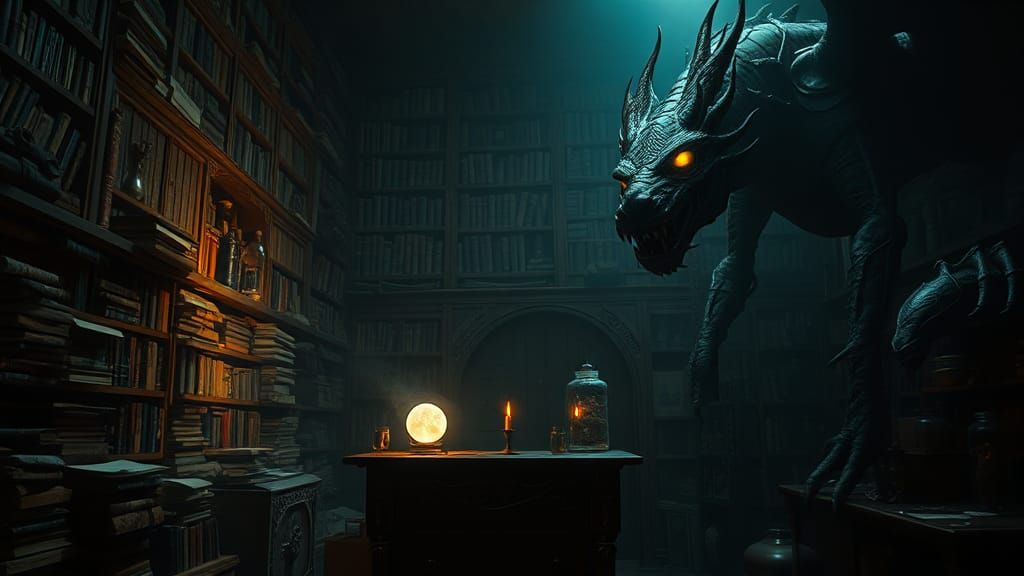 Grim Magic Shop with Dragon Golem