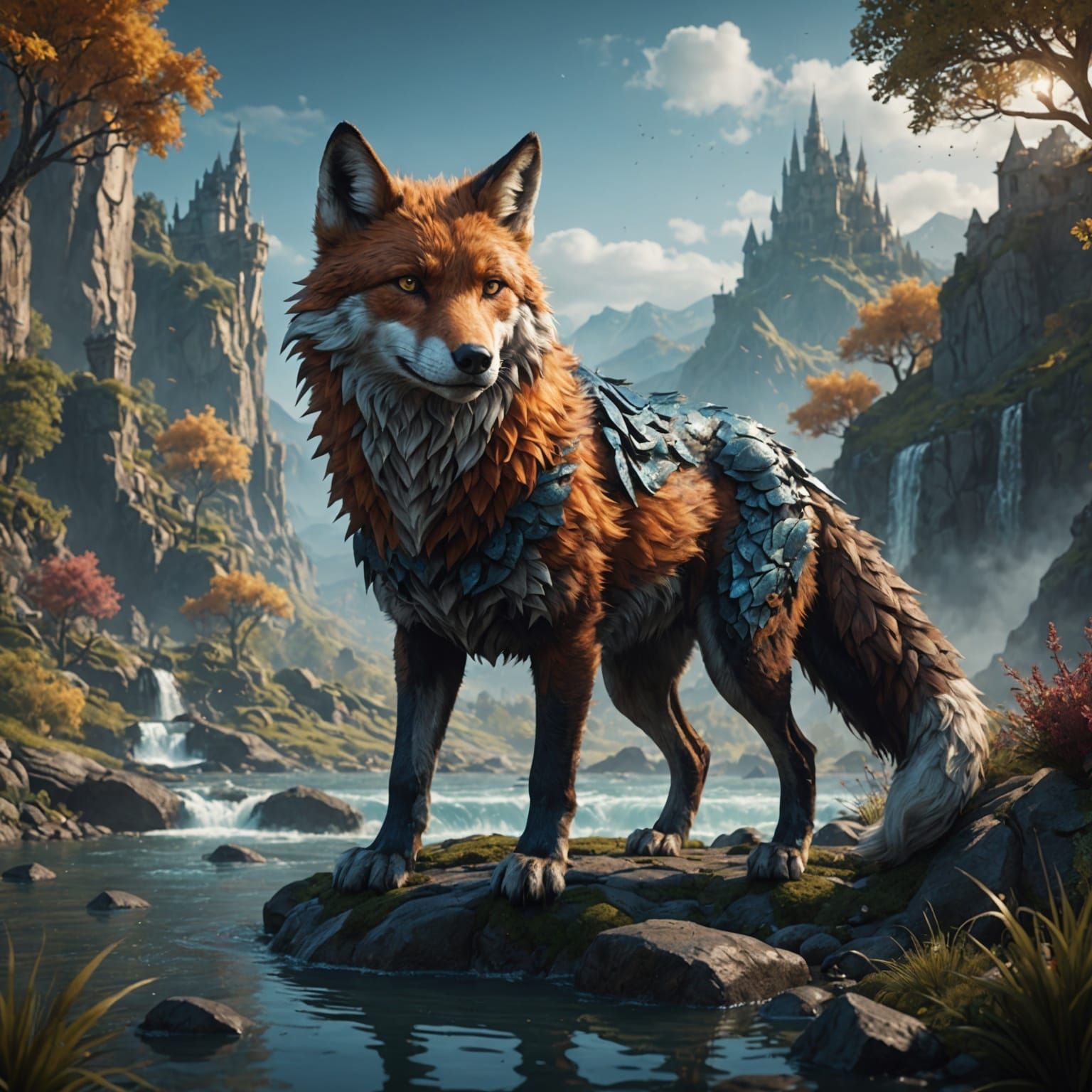 Elemental Fox Wolf Hybrid Concept Art
