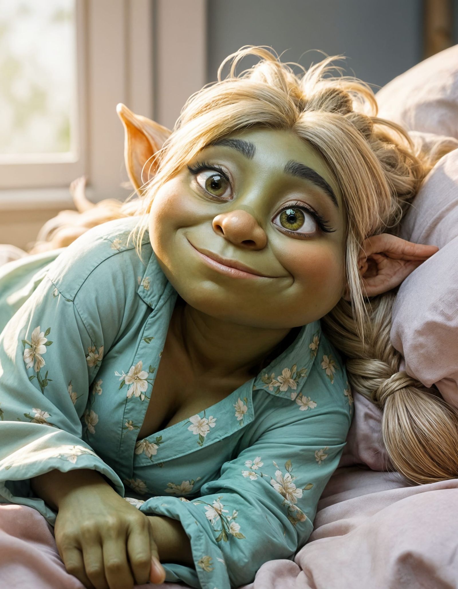 Fantasy Troll Relaxing in Bed
