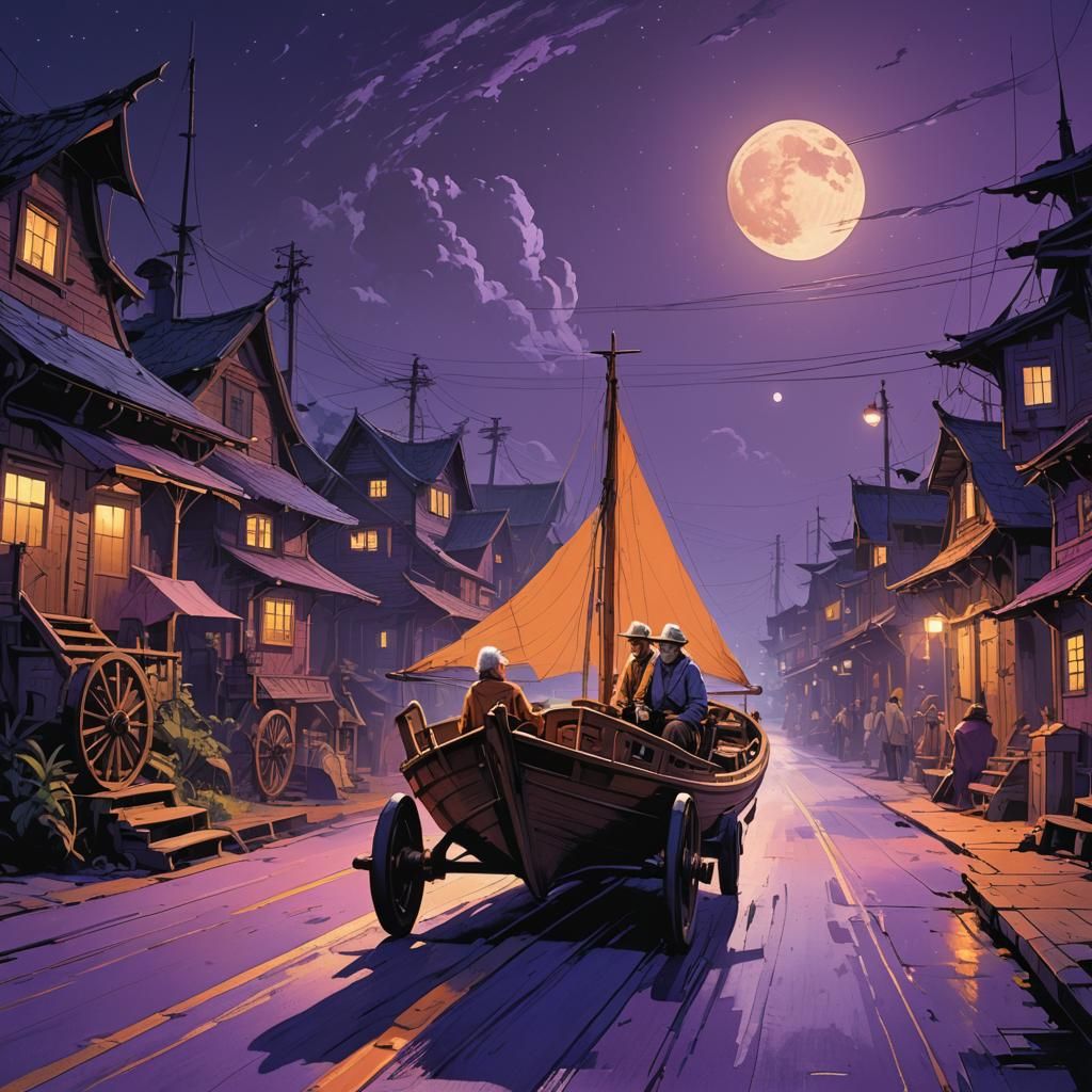 Old Man Sails Wheeled Boat: Concept Art