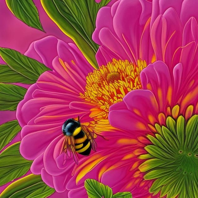 Flower Study with Bee