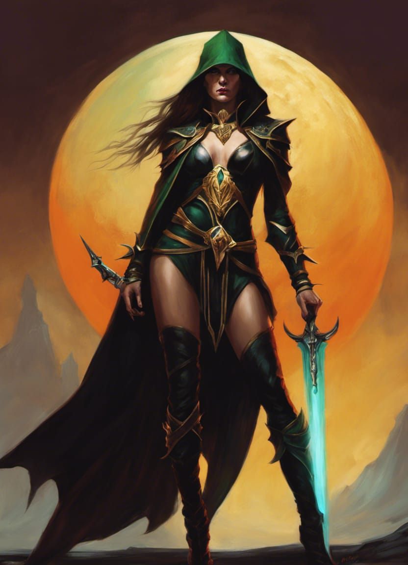 Gorgeous Elf Warlock Portrait in Dark Fantasy Style