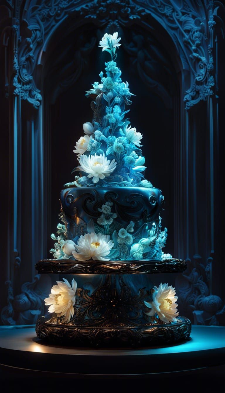 Breathtaking Nebulae Cake with Bioluminescent Peonies