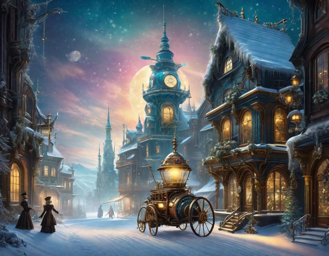 Steampunk Chariot In Winter Wonderland