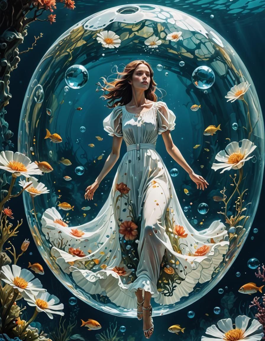 Underwater Dream: Woman in Air Bubble