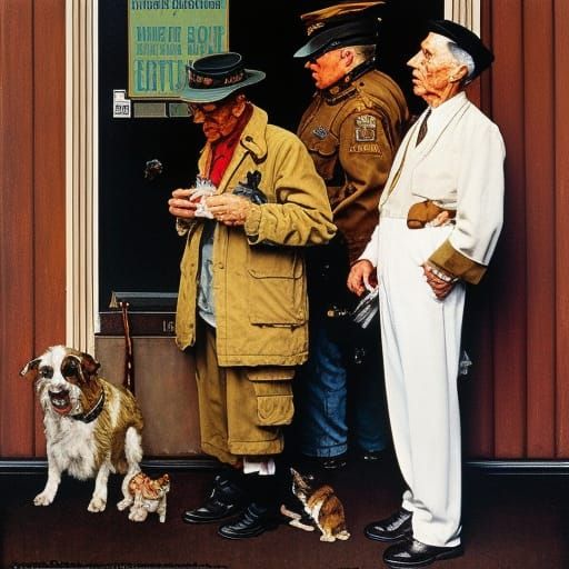 Crackheads in Norman Rockwell Style