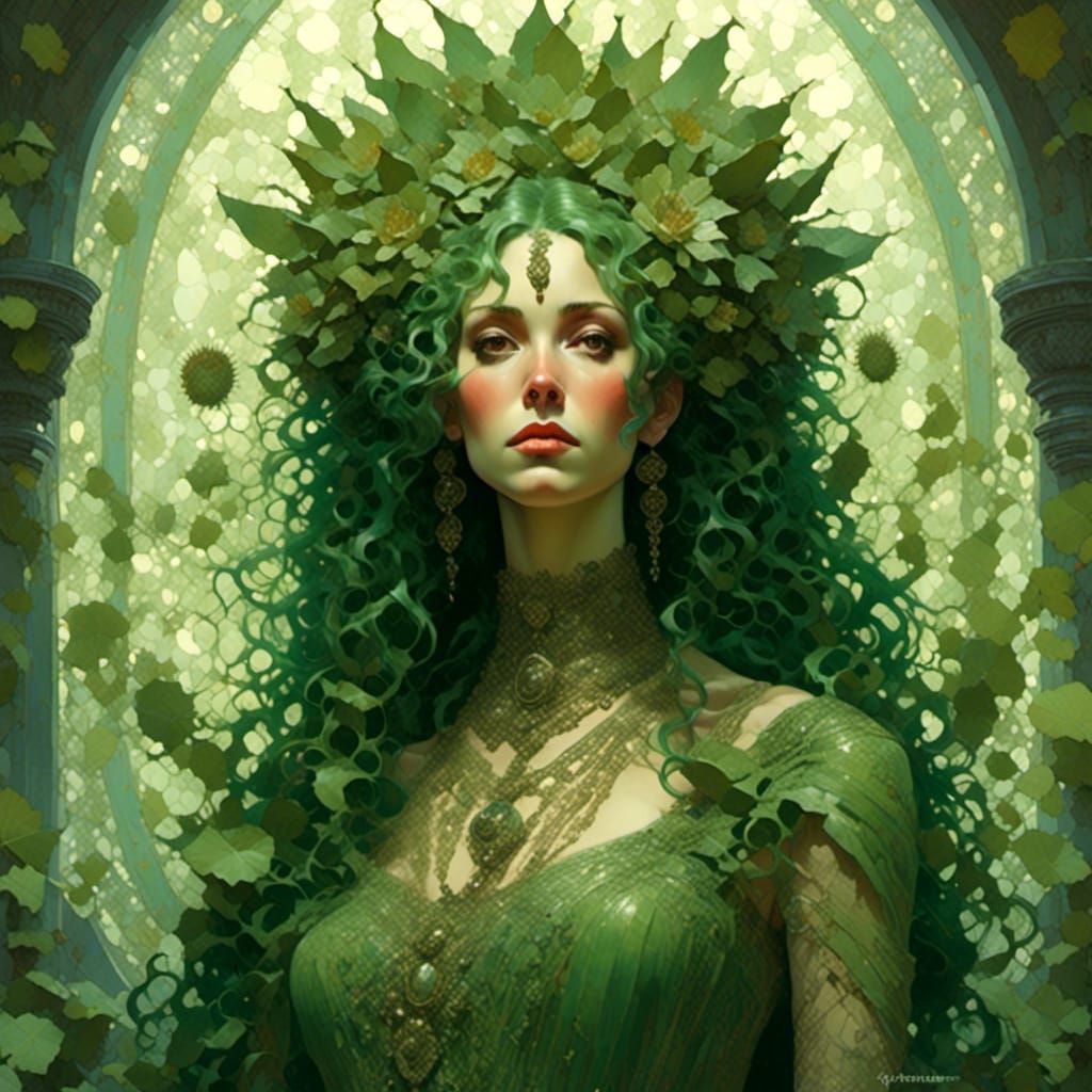 Cactus Dryad Portrait in Hyperrealistic Style