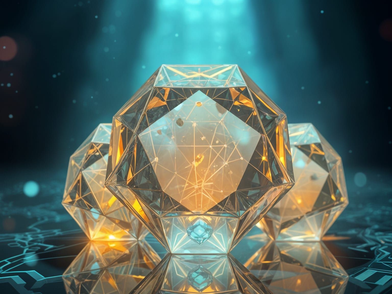 Glowing Octahedrons in Neon-Lit Futurism