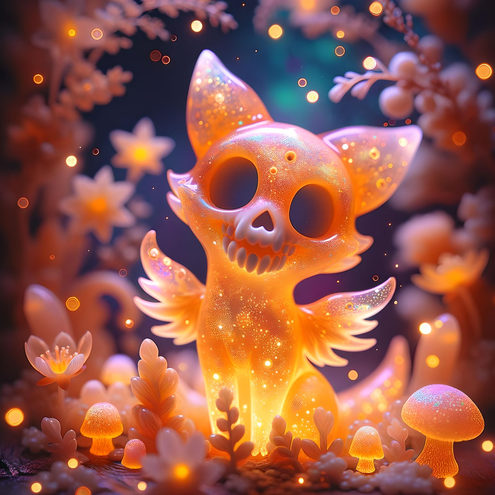 Bioluminescent Fox Spirit in Fairycore Forest