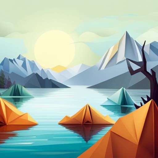Origami - Boats on a Mountain Lake