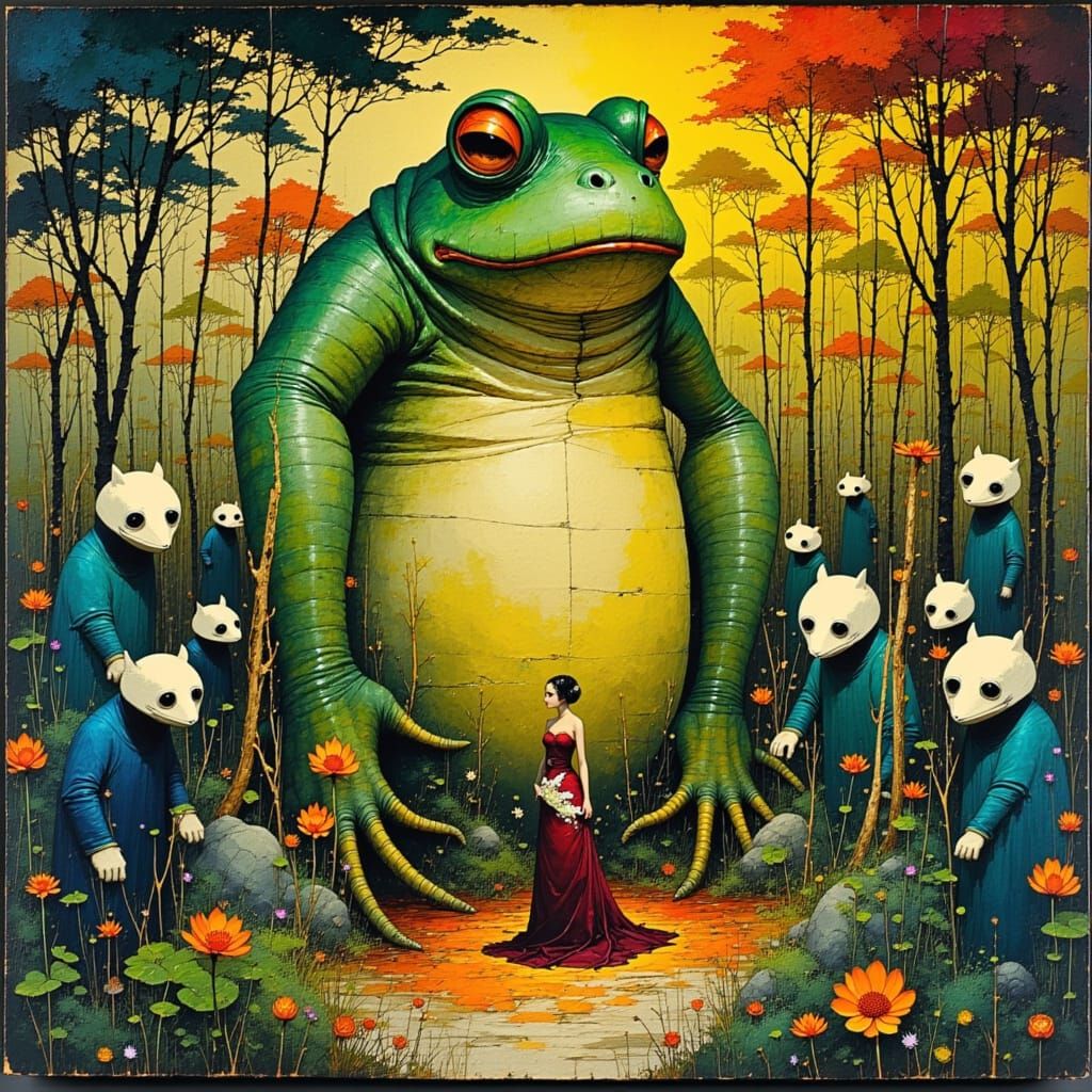 Giant Toad and Fox Bride in Henri Matisse Style