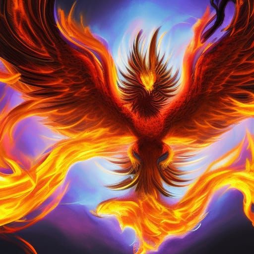 Fiery Phoenix Rising: Hyperrealistic Fantasy Art