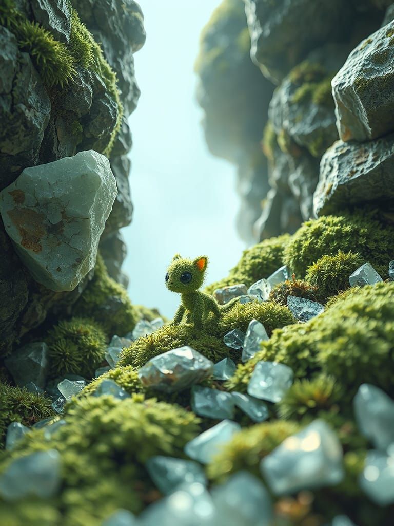 Moss Sprite on Crystalline Path: Graphic Novel