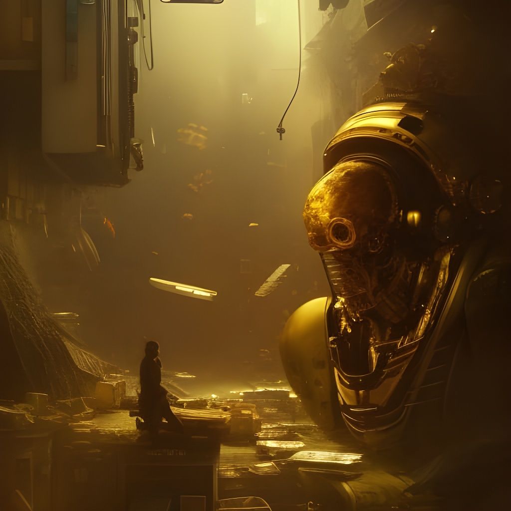 Tattooed Rustbot Portrait in Coolpunk Style