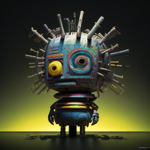 Robot in Style of Basquiat and Dali